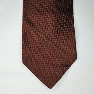 Dolce & Gabbana Cravatte Silk Tie Zig Zag Design Red Brown Made in Italy
